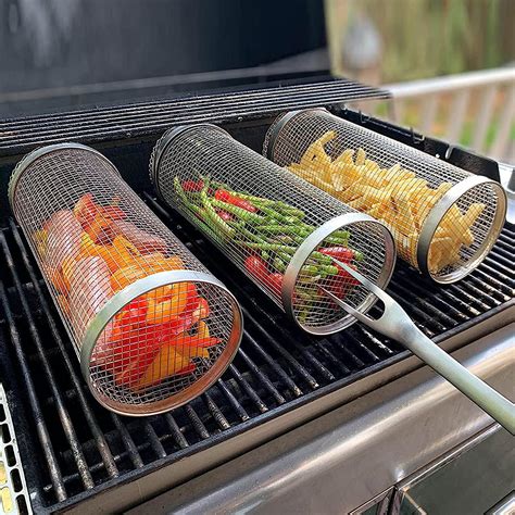 Panier Griller Roulant Grille De Barbecue En Acier Inoxydable Avec