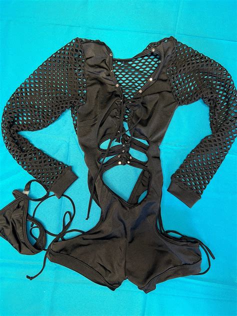 Black Fishnet - One-Piece Outfit - Lingeriebydylan