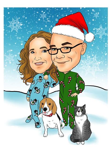 Digital Caricature Christmas E Card Custom Christmas Card Etsy