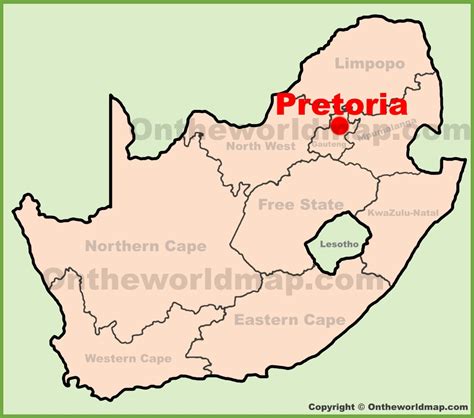 Pretoria Location On The South Africa Map Ontheworldmap