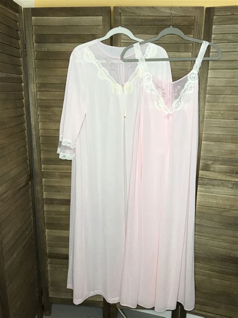 Vintage Sears Long Nightgown Peignoir Robe Set Nylon Gem