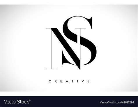 Ns artistic letter logo design with serif font vector image on ...