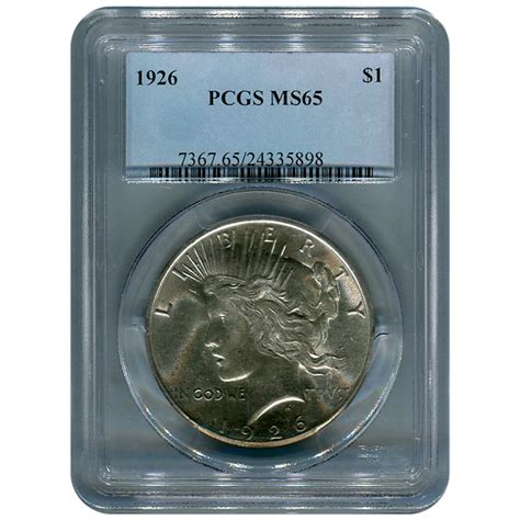 Certified Peace Silver Dollar 1926 MS65 PCGS Golden Eagle Coins