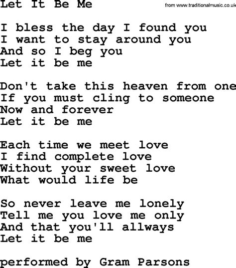 Let It Be Me, by The Byrds - lyrics with pdf