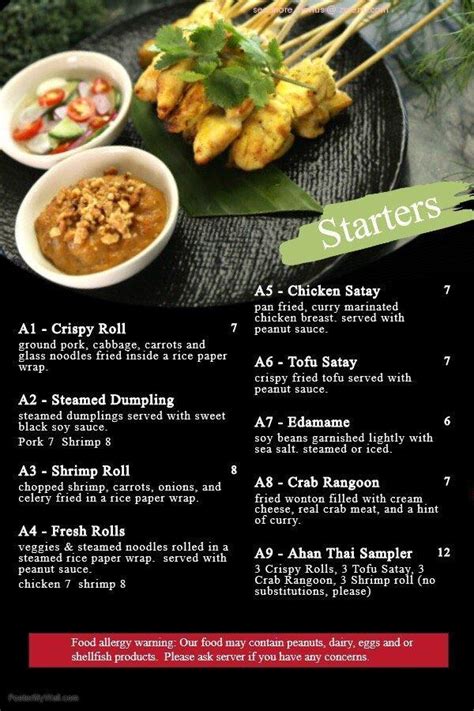 Online Menu Of Ahan Thai Kitchen Restaurant Fernandina Beach Florida