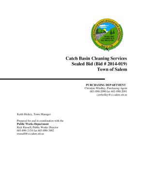 Fillable Online Invitation To Bid On Call Services For Catch Basin