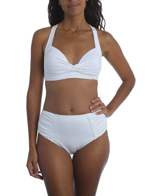 La Blanca Island Goddess Twist Front Bandeau In White Sandpipers