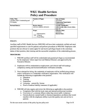 Fillable Online Wku Wku Health Services Aaahc Policy And Procedures