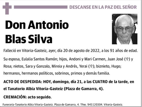 antonio blas silva esquela necrologica el correo