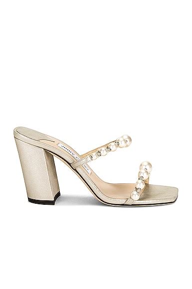 Jimmy Choo Amara 85 Shimmer Suede Sandal In Champagne White FWRD