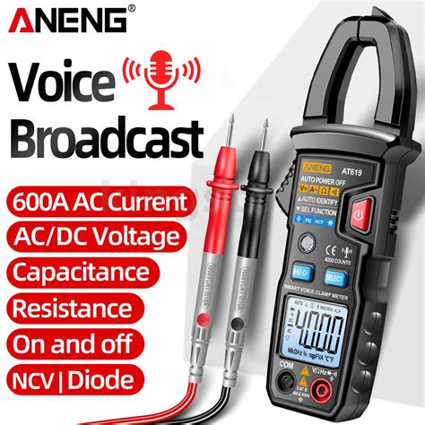 Aneng At Digital Voice Broadcast Multimeter Clamp Professional Ac Dc