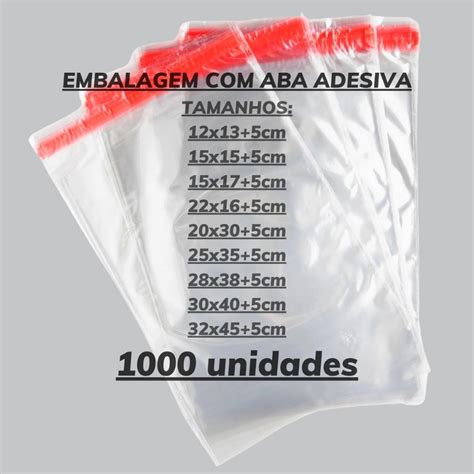 1000un Saco Transparente Adesivado Plástico Aba Adesiva Embalagem