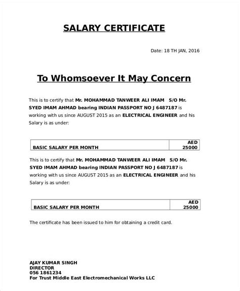 Salary Certificate 16 Examples Format Word How To Write Pdf