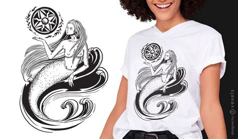 Mermaid Dark Art Nouveau T Shirt Design Vector Download