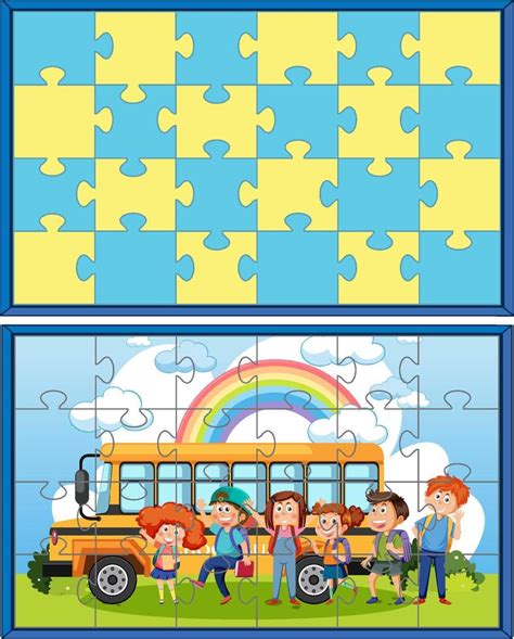 School kids photo puzzle game 11279704 Vector Art at Vecteezy