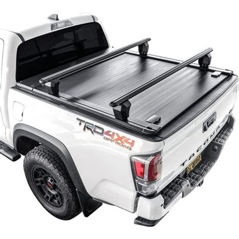 Syneticusa Retractable Hard Tonneau Cover With Cross Bars Fits 2016 2022 Toyota Tacoma 5ft Bed