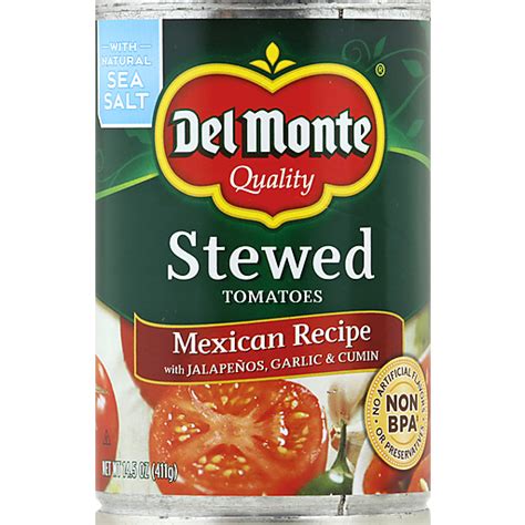 Del Monte Mexican Recipe Stewed Tomatoes With Jalapenos Garlic