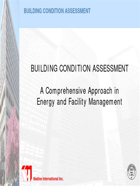 Building Condition Assessment A Comprehensive Approach In Energy And Facility Management Pdf