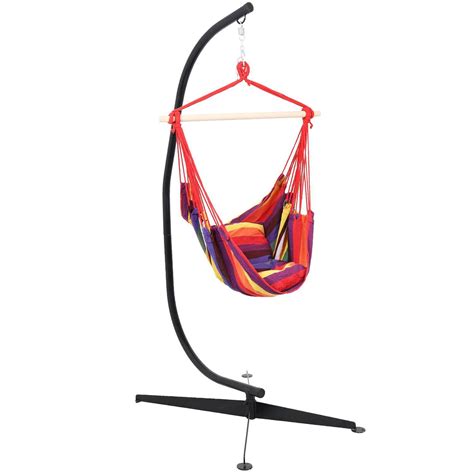 Ultimate Patio Hanging Hammock Chair w/ Cushions & C-Stand - Sunset ...