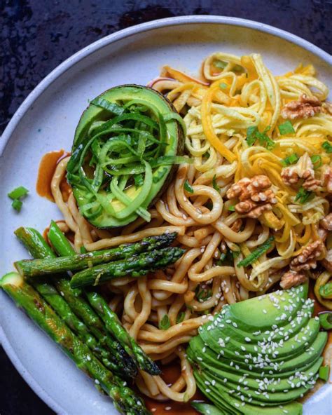 Creamy Asian Udon Noodle Bowl With Walnuts Foodbymaria