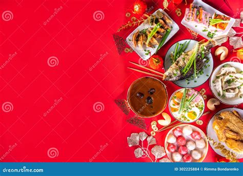 Chinese Lunar New Year Dinner Table Stock Photo - Image of year ...