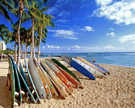 Colorful Surfboards On Waikiki Beach Photograph By George Oze