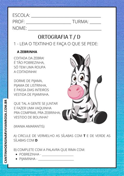 Atividades De Ortografia T E D Para Baixar Cantinho Ensinar