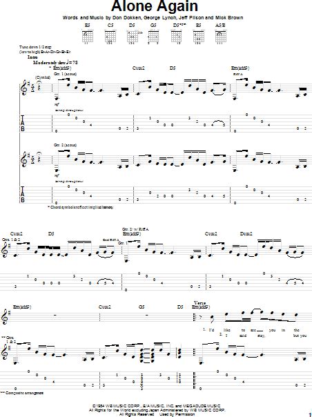 Alone Again Guitar Tab Zzounds