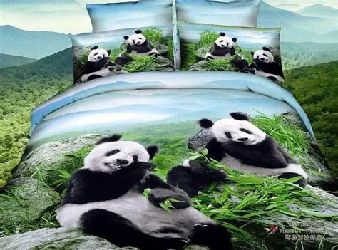 3D Panda bedding set queen size 100% cotton bed in a bag bamboo sheets quilt duvet cover ...