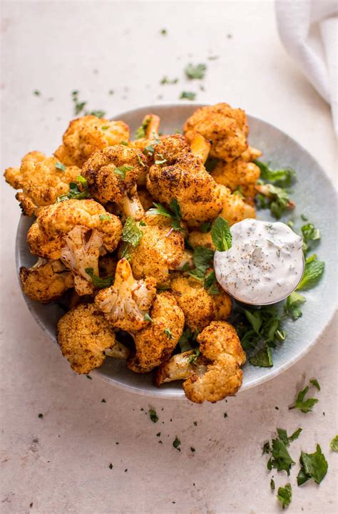 Roasted Cauliflower Bites With A Mint Dip • Salt And Lavender