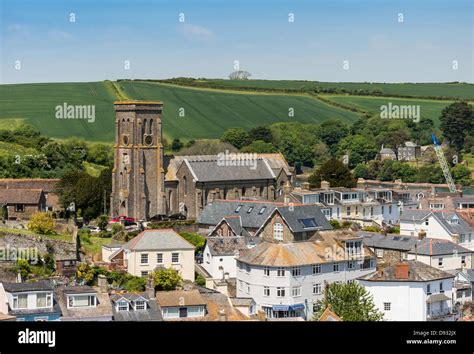 Salcombe, Devon, England. Salcombe town center, centre, and the Holy ...