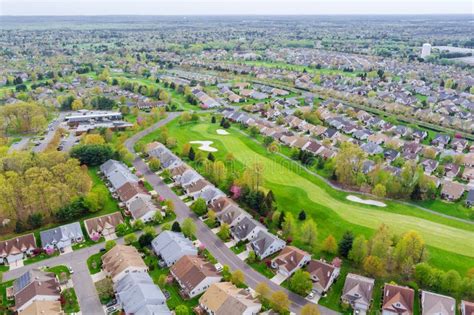 In an Aerial View of a Small American Town, You Can See a Residential ...