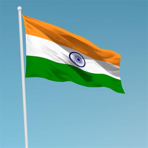 Premium Vector Waving Flag Of India On Flagpole Template For