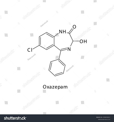 Oxazepam Molecule Flat Skeletal Structure Benzodiazepine Stock Vector ...