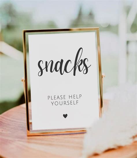 Snacks Sign, Snack Bar Sign, Wedding Food Bar Sign, Grazing Table Sign ...