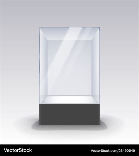 Empty Glass Showcase On Pedestal Museum Glass Box Vector Image