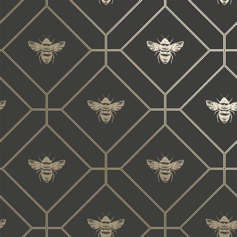 Holden Decor Honeycomb Bee Wallpaper 13081 Charcoal Gold