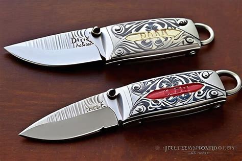 Premium Photo Custom Engraved Damascus Pocket Knife Keychain