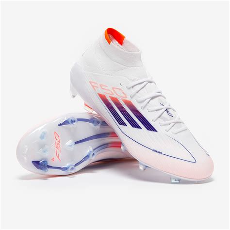 Adidas Womens F50 Elite Mid Firm Ground Ftwr White Lucid Blue Solar Red Womens Boots Pro