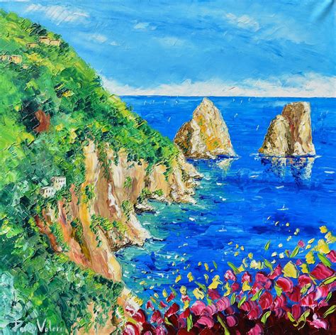 Capri Faraglioni Capri Amalfi Coast Oil Painting On Canvas Gift