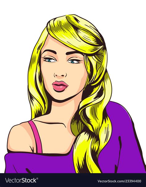 Pin Up Style Sexy Dreaming Woman Portrait Pop Art Vector Image