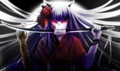 wallpaper girl, anime, katana, kimono HD : Widescreen : High Definition : Fullscreen