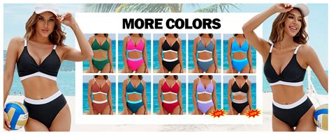 Amazon BMJL Women S High Waisted Bikini Sets V Neck Two Piece