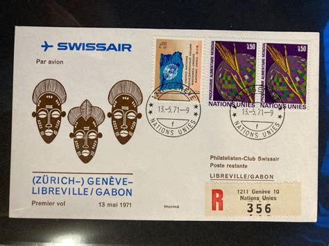 UNO Genf 1971 R Flugbrief 1 Flug Swissair Genf Libreville Kaufen Auf