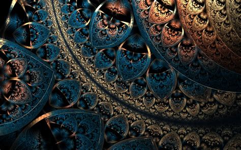 Blue And Brown Floral Decor Fractal Pattern Abstract Digital Art Hd