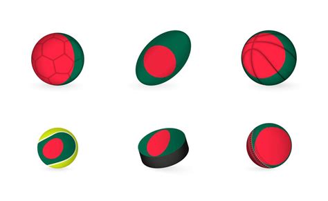 Sports equipment with flag of Bangladesh. Sports icon set. 11435444 ...