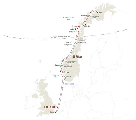 Hurtigruten-Northern Lights Expedition Cruise from Dover-Map | Scenic ...