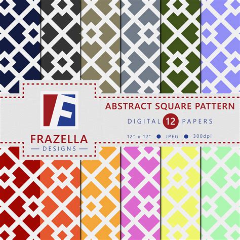 Abstract Square Pattern Digital Paper Collection Graphic by Frazella ...