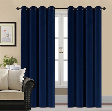 Hcily Blackout Velvet Curtains Navy 96 Inch Thermal Insulated For