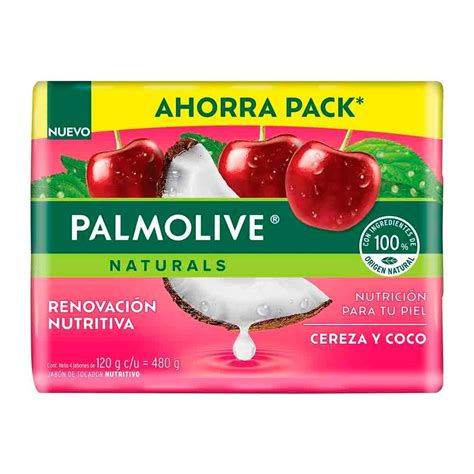 Jabon de Baño Palmolive Naturals Sensación Humectante Cereza y Coco 4 x